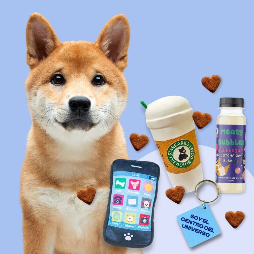 Pack temático para perros con snacks y juguetes
