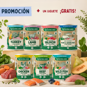 Pack “Instinto Salvaje” (7 latas filosofía BARF) + ¡juguete gratis!