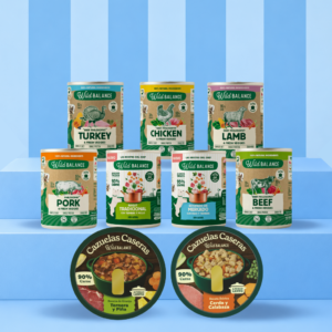 Pack “Menú sin escamas” (5 latas filosofía BARF + 2 recetas del chef + 2 cazuelas para perros)